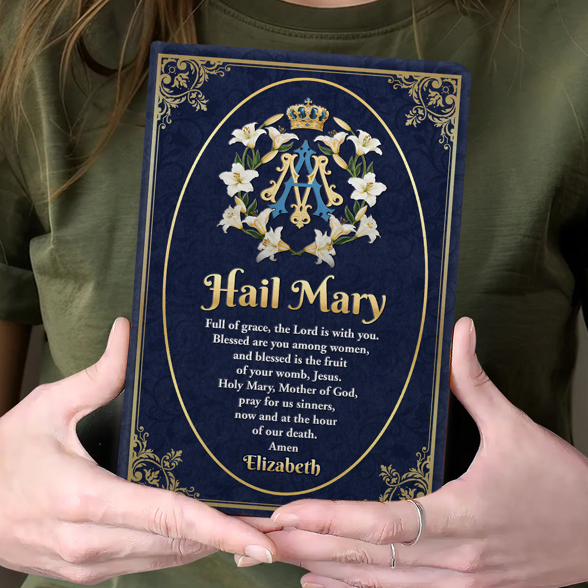 Holy Mary Prayer - Personalized Leather Cover Notebook GMJSNB200017