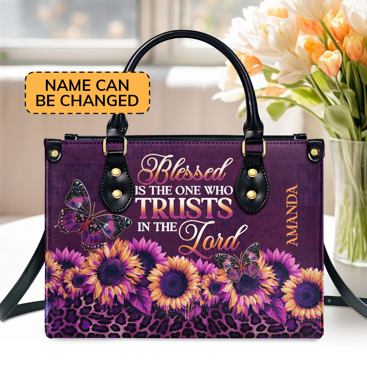 Blessed Is The One Who Trusts - Personalized Leather Handbag GMJSLB200035