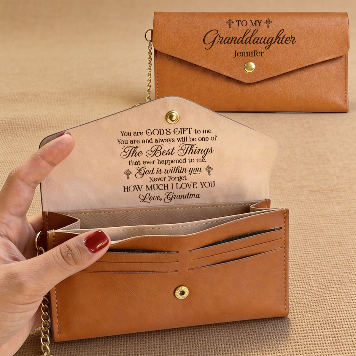 God's Within You - Personalized Leather Envelope Wallet