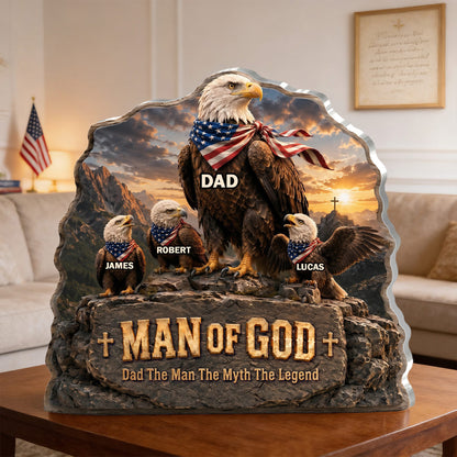 Man Of God Dad - Personalized Acrylic Plaque GAPJS10050
