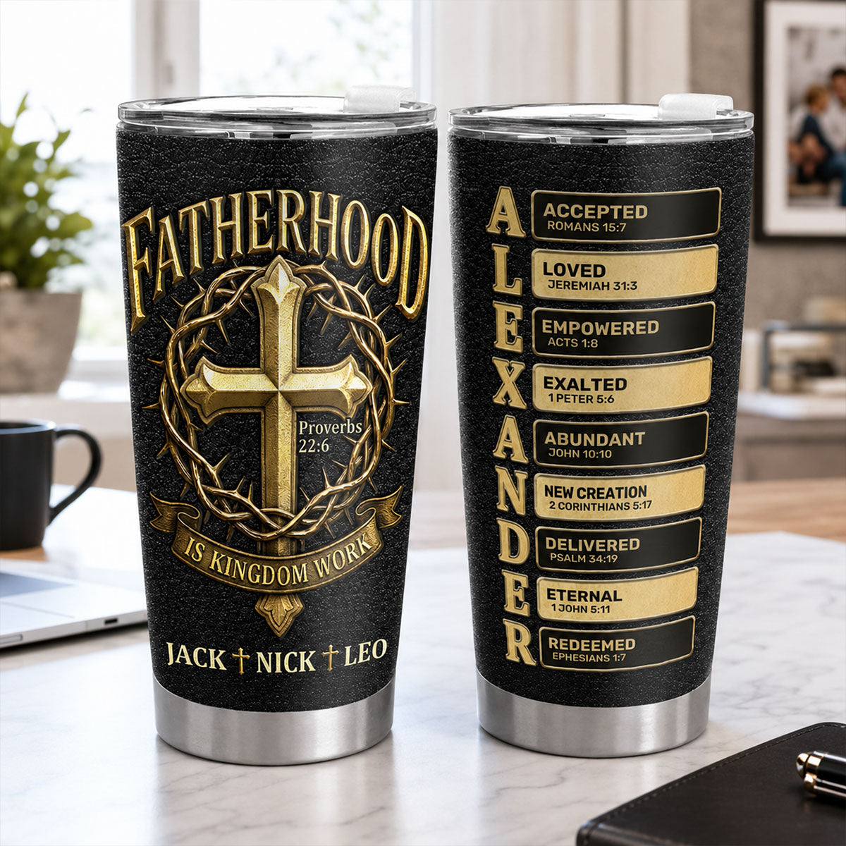 Fatherhood Is Kingdom Work - Personalized Stainless Steel Tumbler