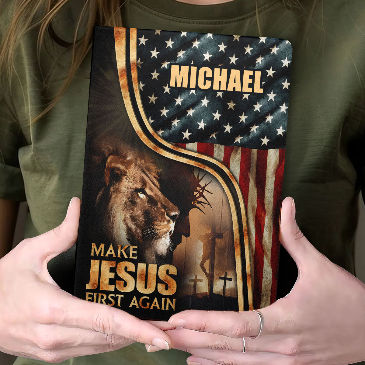 Make Jesus First Again - Personalized Leather Notebook GMJSNB200108