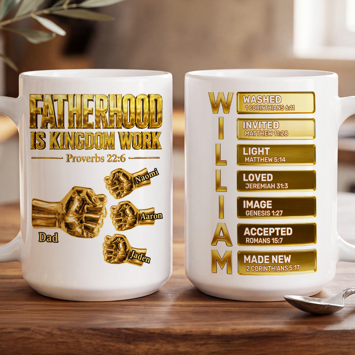 Fatherhood Is Kingdom Work - Personalized Coffee Mug