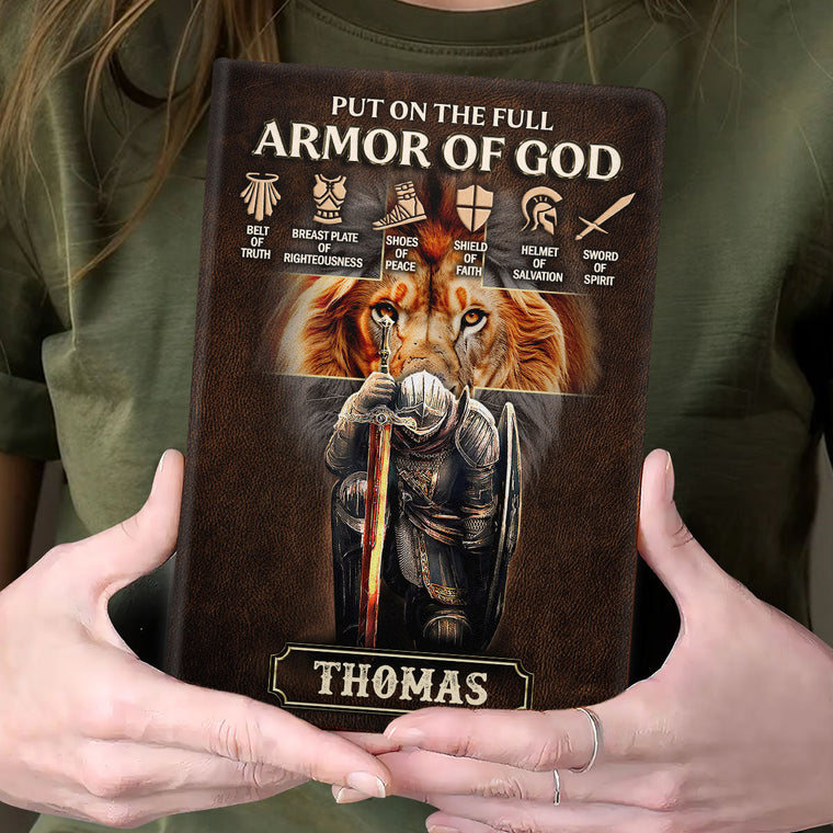 Put On The Full Armor Of God - Personalized Leather Notebook GMJSNB200065