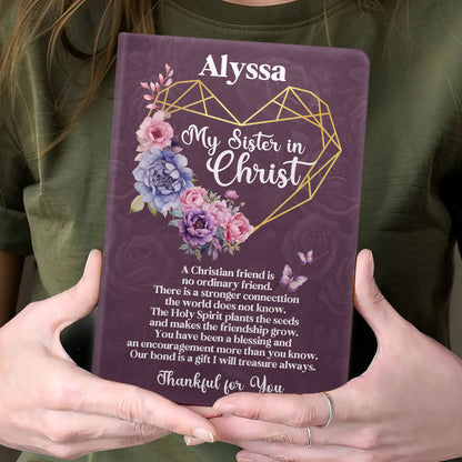 Thankful for My Sister in Christ - Personalized Leather Notebook GMJSNB200084