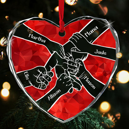 Grandparents Love - Personalized Heart-Shaped Glass Ornament GOJS10208