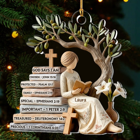 God Says I Am - Personalized Acrylic Ornament - Gift For Her GOJS10013