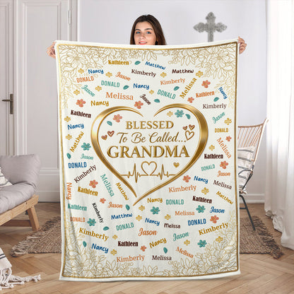 Blessed To Be Called Grandma - Personalized Fleece Blanket GBJS10009