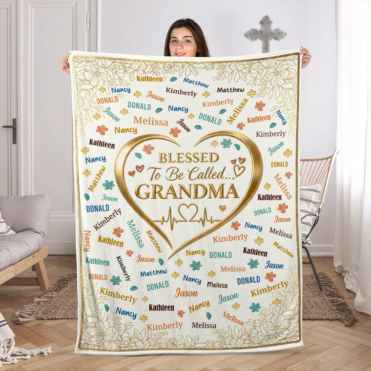 Blessed To Be Called Grandma - Personalized Fleece Blanket GBJS10009