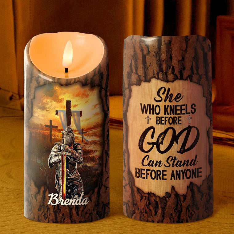 She Who Kneels Before God - Personalized Flameless LED Candle