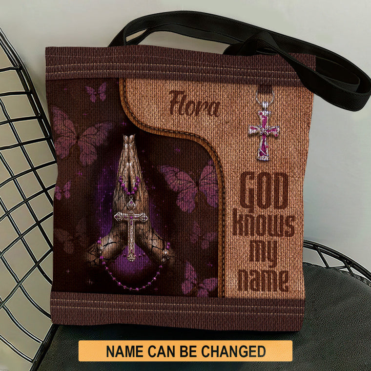 God Knows My Name - Personalized Tote Bag - Christian Gift for Women GTTJS10348