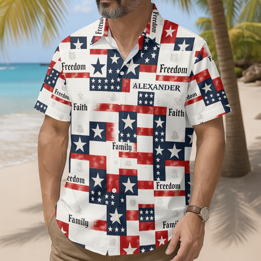 Faith Family Freedom - Personalized Hawaiian Shirt - Gift For Men