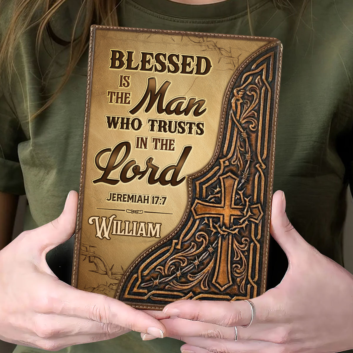 Blessed Is The Man Who Trusts In The Lord - Personalized Leather Cover Notebook GMJSNB200022
