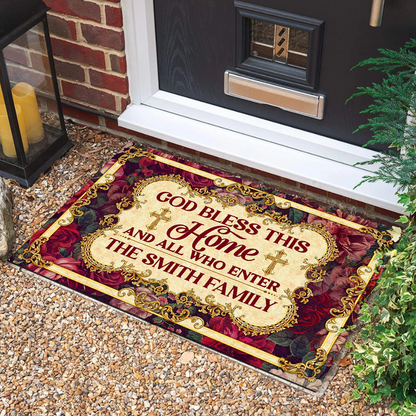 God Bless This Home - Personalized Doormat