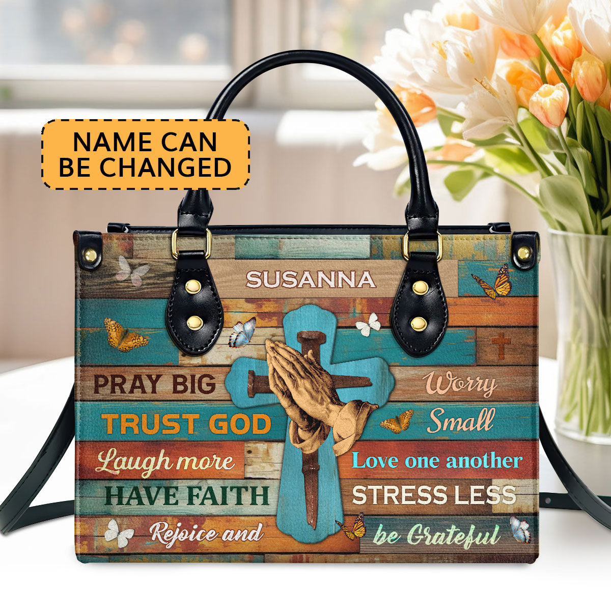 Inspirational Faith - Personalized Leather Handbag GMJSLB200085
