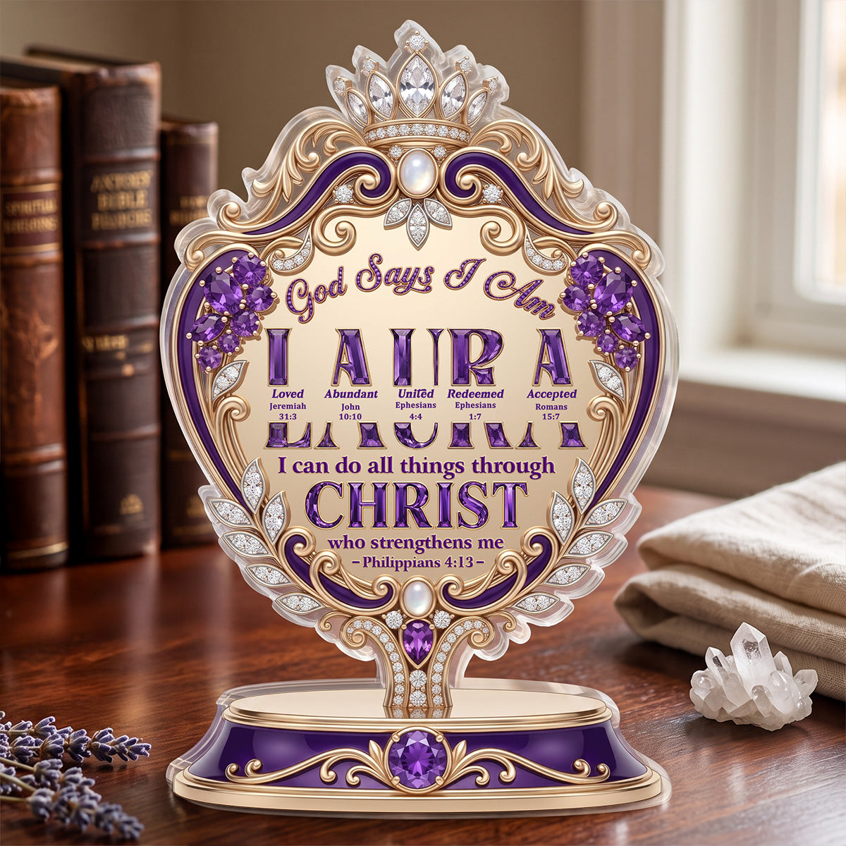God Says I Am - Custom Shaped Acrylic Plaque - Christian Faith Decor GAPJS10014