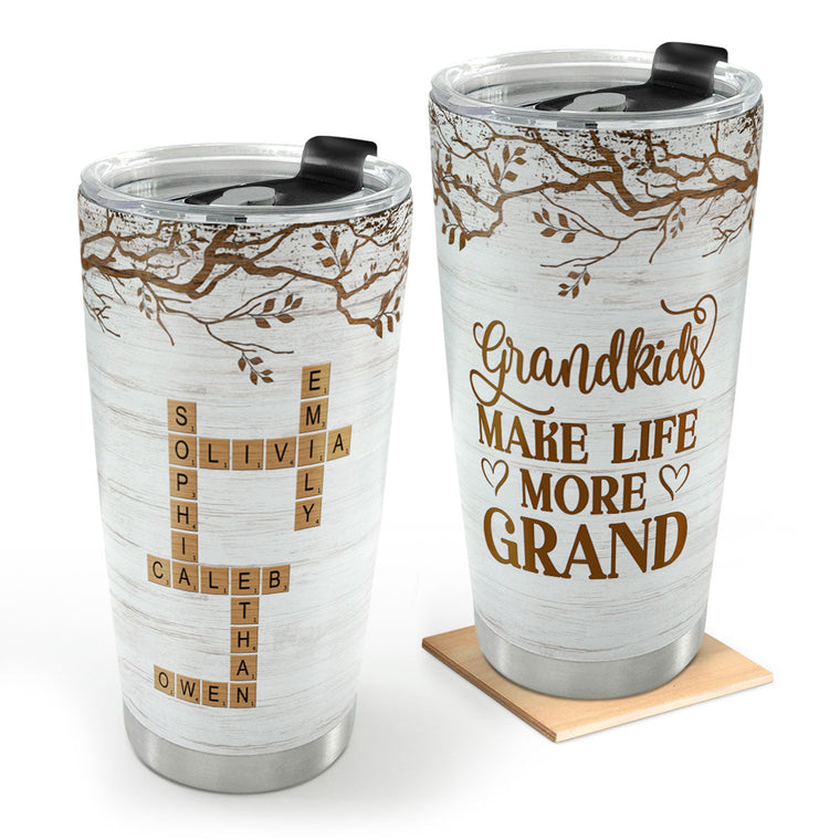 Grandchildren Make Life More Grand - Personalized Stainless Steel Tumbler