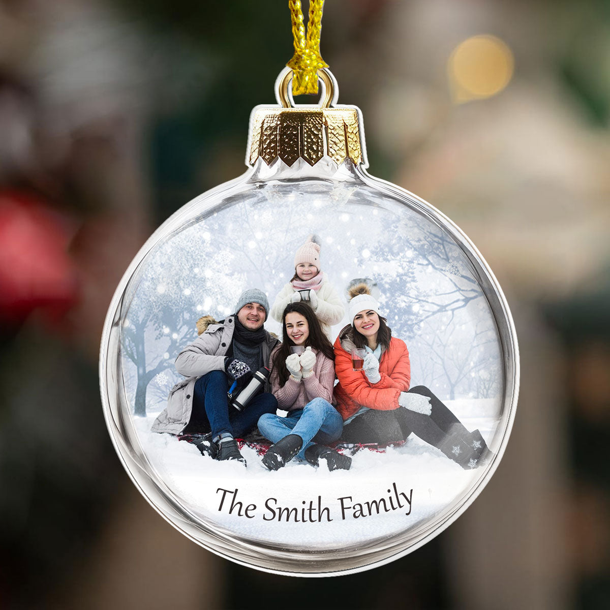 Family Photo - Christmas Ball Ornament - Personalized Acrylic Keepsake GOJS10252