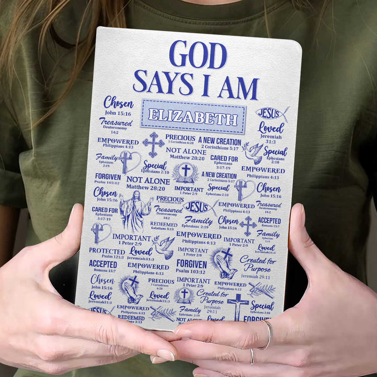 God Says I Am - Personalized Leather Cover Notebook GMJSNB200079