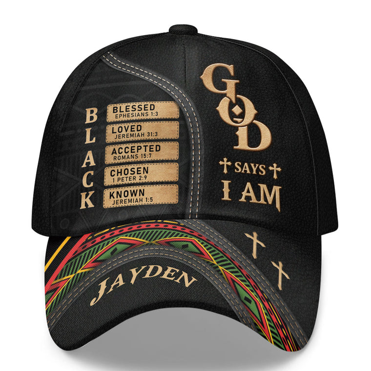 God Says I Am Black - Personalized Classic Cap - Gift For Him