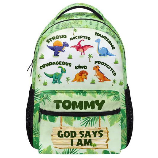 God Says I Am - Personalized Backpack - Christian Gift for Son