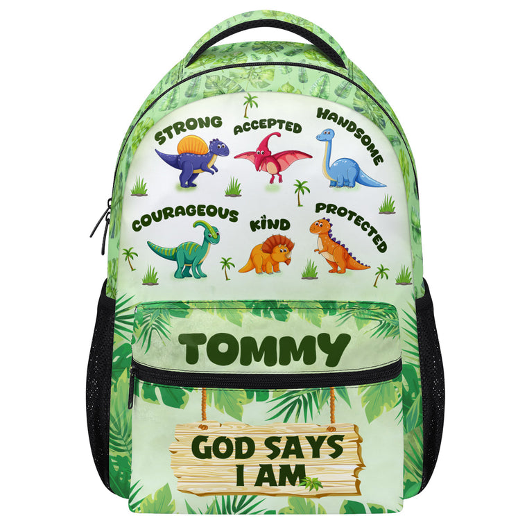 God Says I Am - Personalized Backpack - Christian Gift for Son