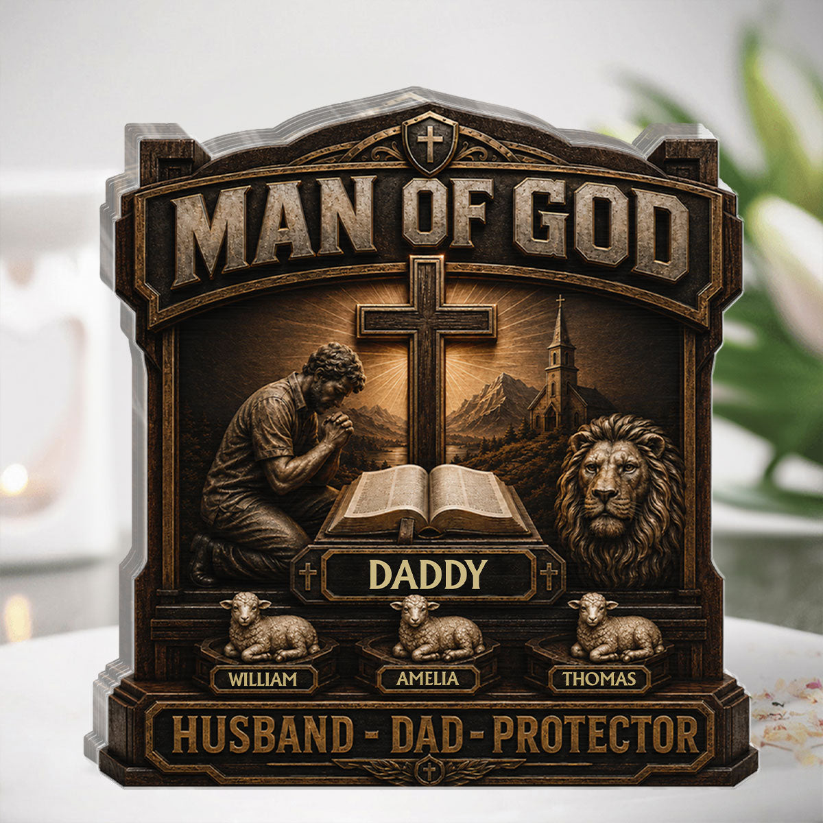 Man Of God - Personalized Acrylic Plaque - Christian Faith Home Decor GAPJS10041