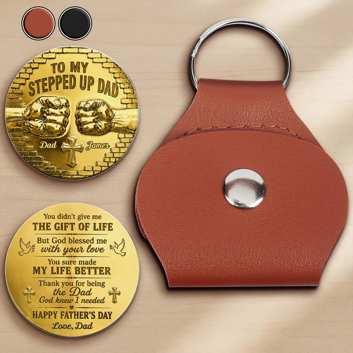 To My Stepped Up Dad - Personalized Pocket Hug Keepsake