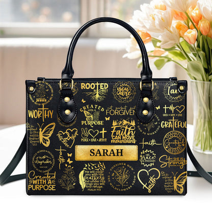 Rooted In Christ - Personalized Leather Handbag GMJSLB200008