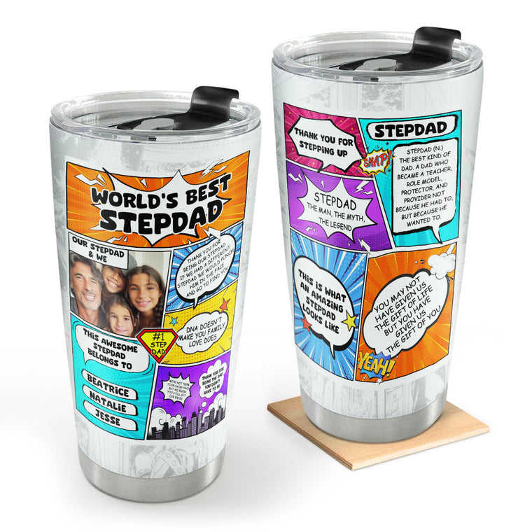 Sentimental Gift for Stepdad - Personalized Stainless Steel Tumbler 20oz