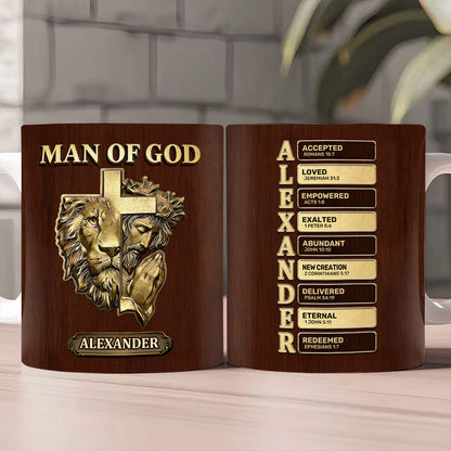 Man Of God - Personalized Ceramic Coffee Mug - Christian Faith Gift for Him