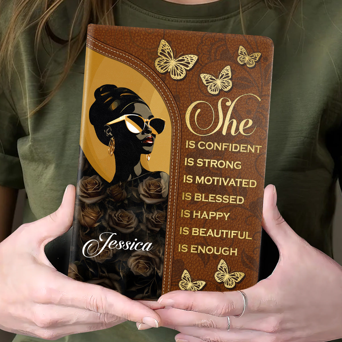 She Is Name - Personalized Leather Cover Notebook GMJSNB200102