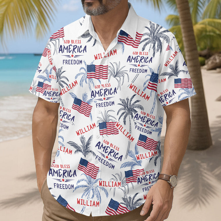 God Bless America - Personalized Hawaiian Shirt - Gift for Him