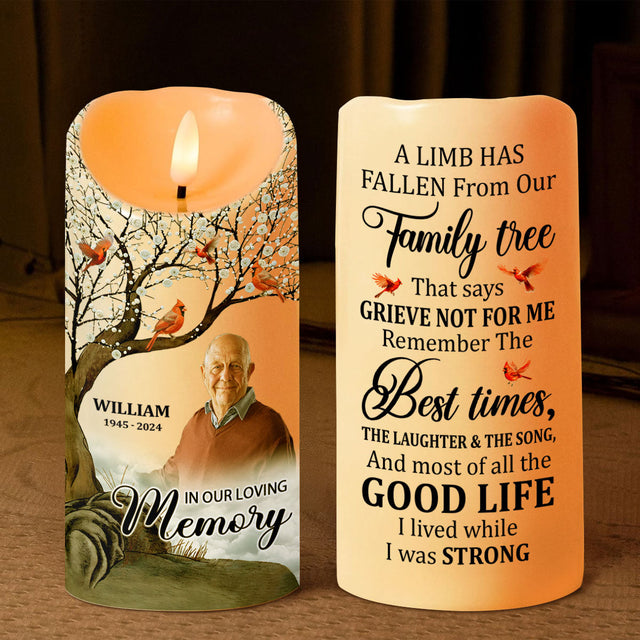 A Limb Has Fallen From Our Family Tree - Personalized Flameless LED Candle