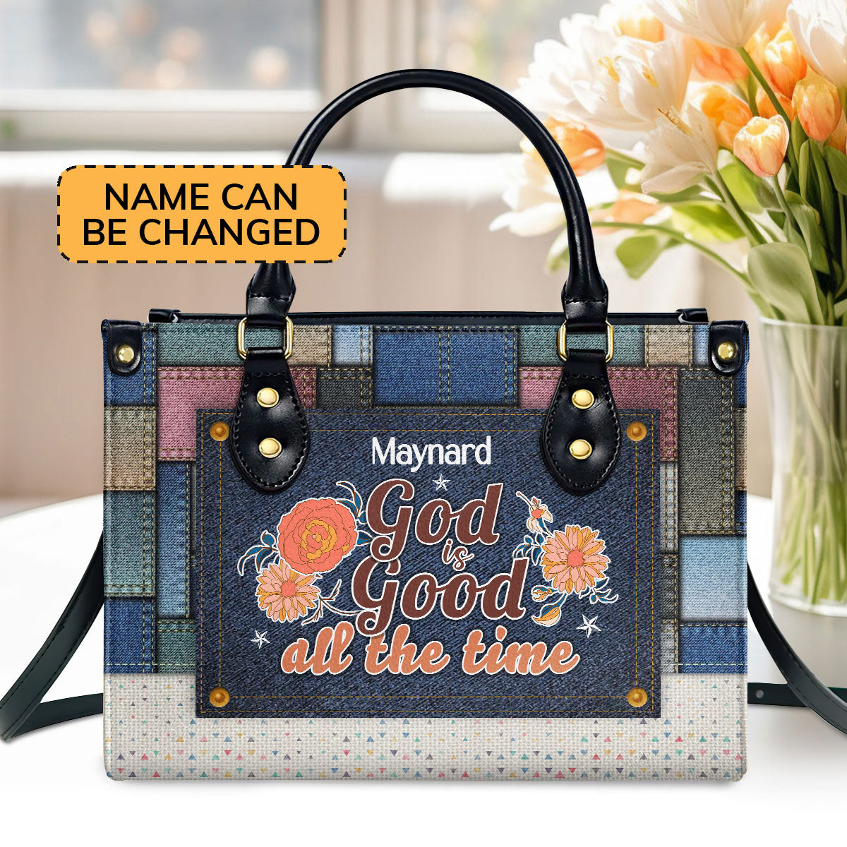 God Is Good All The Time - Personalized Leather Handbag - Gift For Her GMJSLB200080