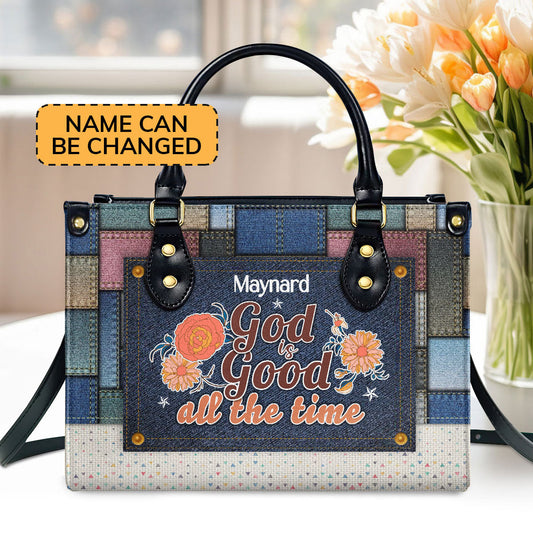 God Is Good All The Time - Personalized Leather Handbag - Gift For Her GMJSLB200080