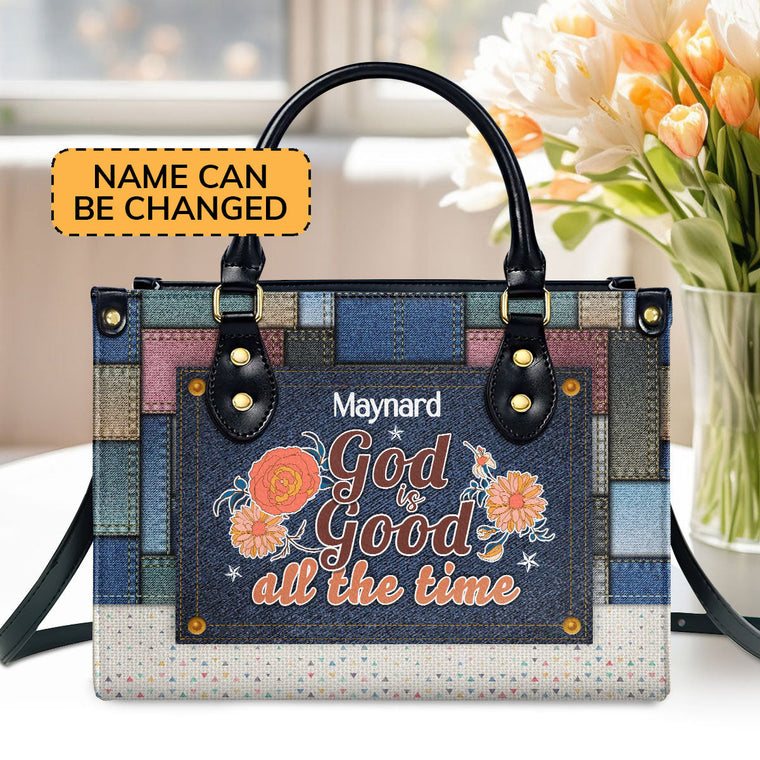 God Is Good All The Time - Personalized Leather Handbag - Gift For Her GMJSLB200080