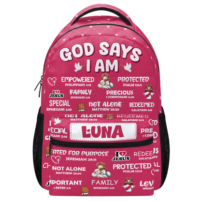 God Says I Am - Personalized Christian Backpack