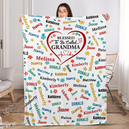 Blessed To Be Called Grandma - Personalized Fleece Blanket GBJS10010