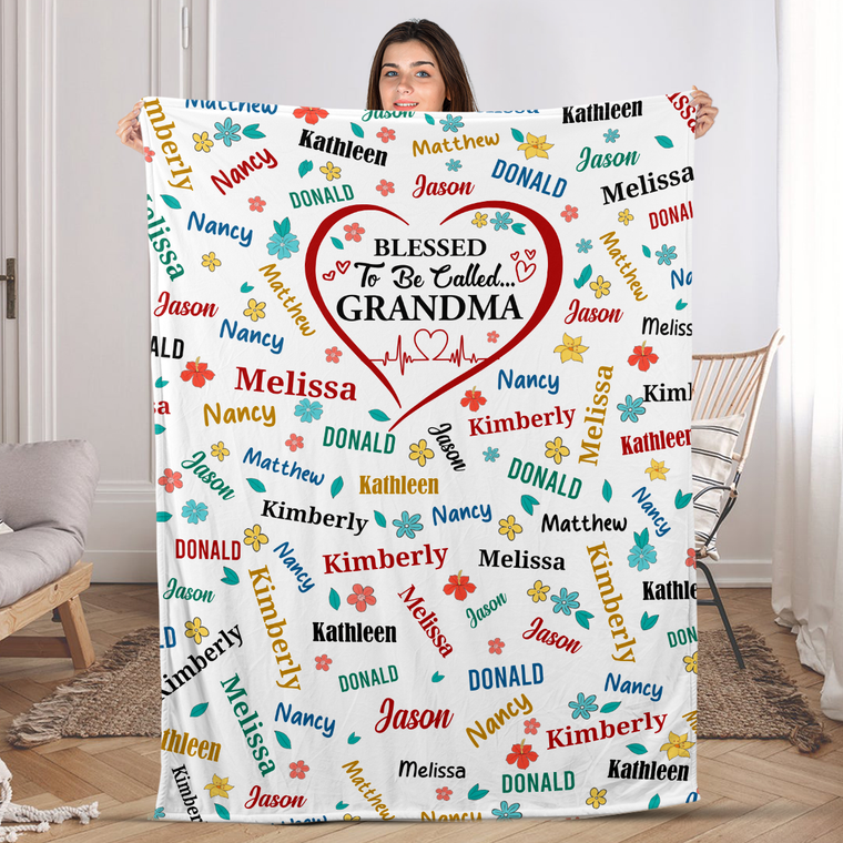 Blessed To Be Called Grandma - Personalized Fleece Blanket GBJS10010