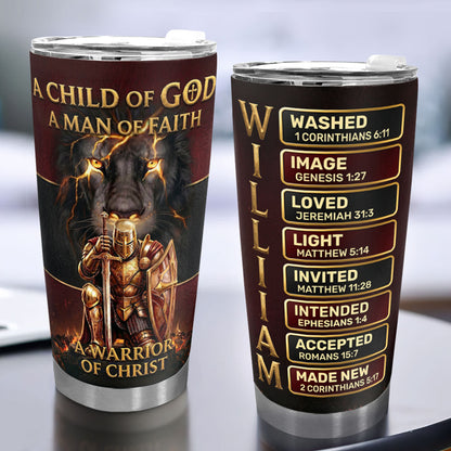 Faith Forged Christian Warrior - Personalized Stainless Steel Tumbler
