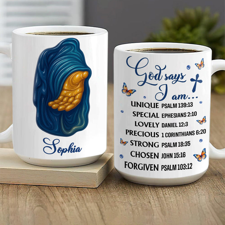 God Says I Am - Personalized Ceramic Coffee Mug