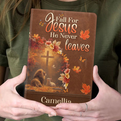 Fall For Jesus - Personalized Leather Cover Notebook GMJSNB200052