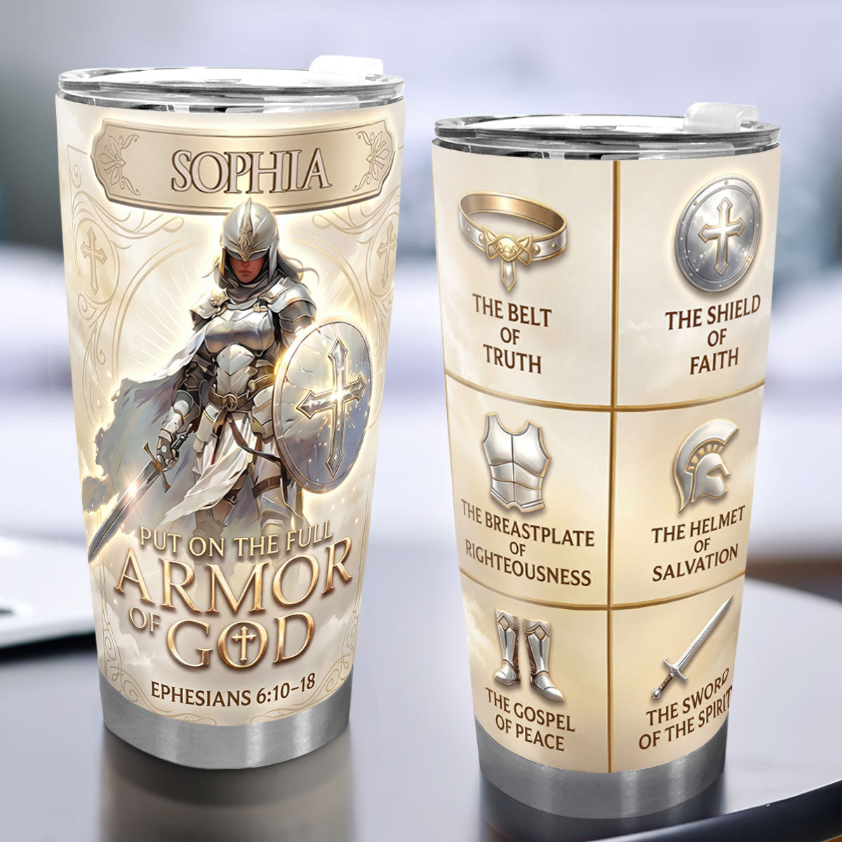 Armor Of God - Personalized Stainless Steel Tumbler Faithful Drinkware