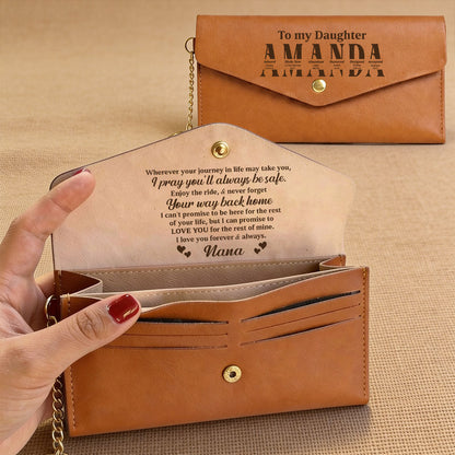 Sentimental Gift for Daughter - Personalized Leather Envelope Wallet