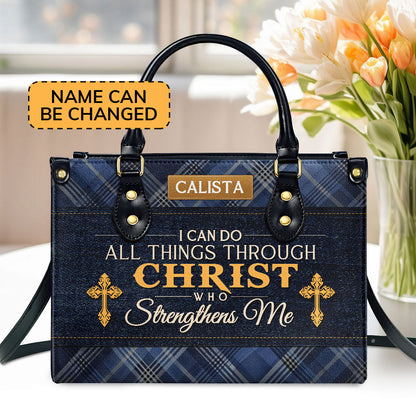 I Can Do All Things Christian - Personalized Leather Handbag GMJSLB200103