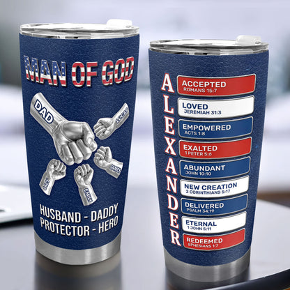Man Of God - Personalized Stainless Steel Tumbler - Gift for Dad