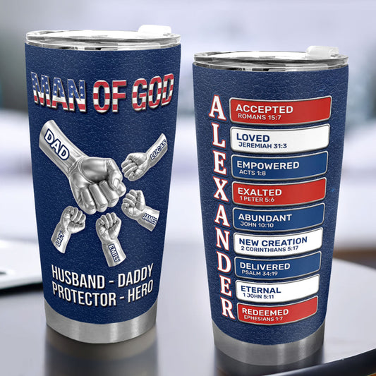 Man Of God - Personalized Stainless Steel Tumbler - Gift for Dad