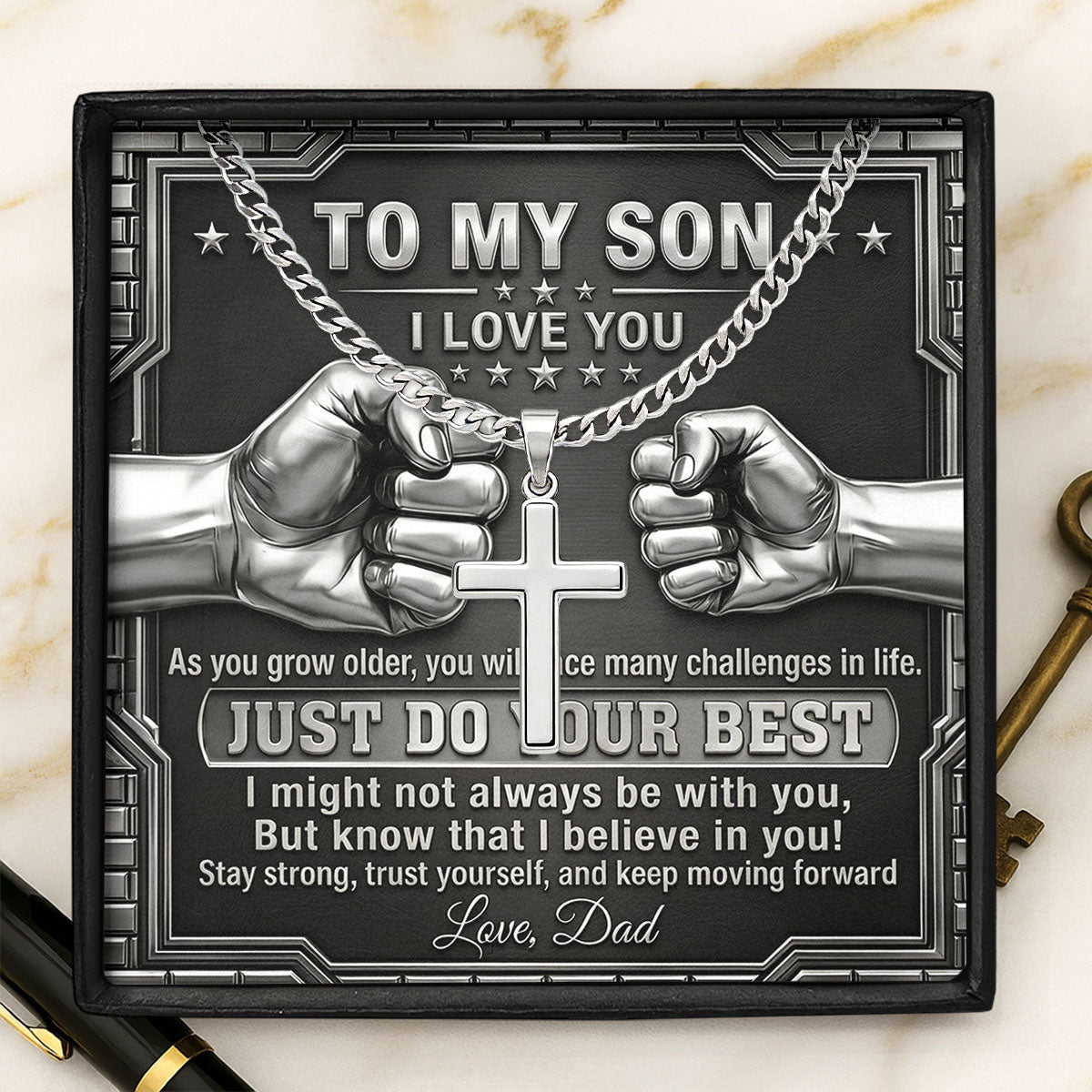 Just Do The Best - Personalized Cross Link Chain Jewelry GMJSCLC200008