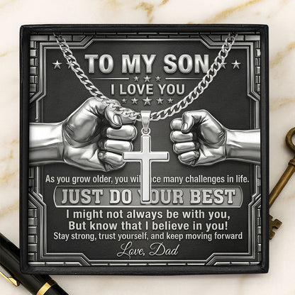 Just Do The Best - Personalized Cross Link Chain Jewelry GMJSCLC200008
